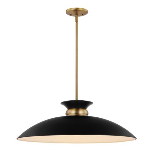 Main product image of Perkins 1 Light Large Pendant Matte Black w/ Burnished Brass