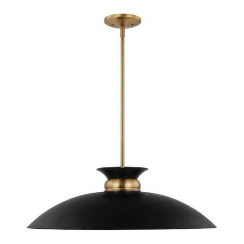 Main product image of Perkins 1 Light Large Pendant Matte Black w/ Burnished Brass