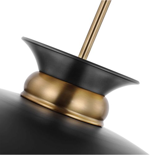 Main product image of Perkins 1 Light Large Pendant Matte Black w/ Burnished Brass