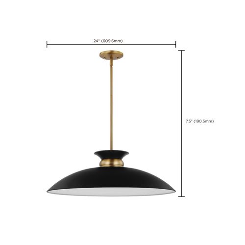 Main product image of Perkins 1 Light Large Pendant Matte Black w/ Burnished Brass