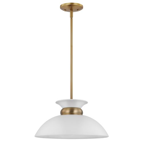 Main product image of Perkins 1 Light Small Pendant Matte White w/ Burnished Brass