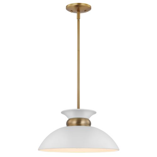 Main product image of Perkins 1 Light Small Pendant Matte White w/ Burnished Brass