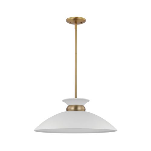 Main product image of Perkins 1 Light Medium Pendant Matte White w/ Burnished Brass