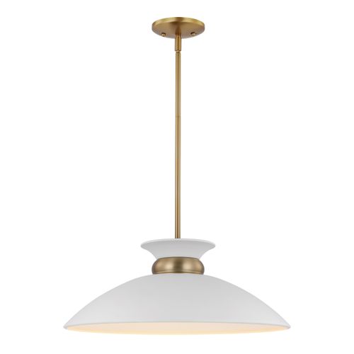 Main product image of Perkins 1 Light Medium Pendant Matte White w/ Burnished Brass