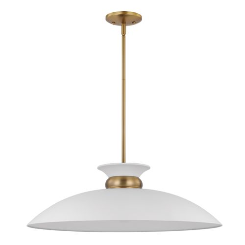 Main product image of Perkins 1 Light Large Pendant Matte White w/ Burnished Brass