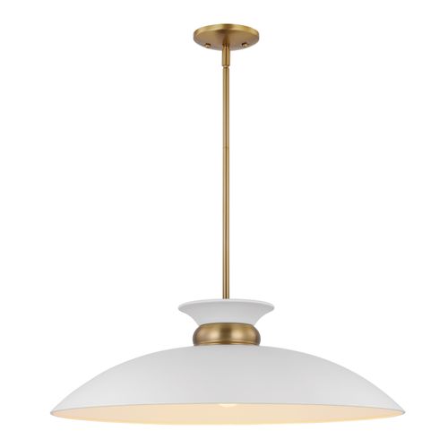 Main product image of Perkins 1 Light Large Pendant Matte White w/ Burnished Brass