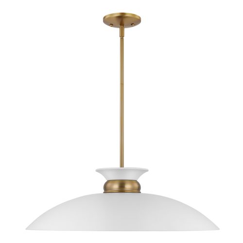 Main product image of Perkins 1 Light Large Pendant Matte White w/ Burnished Brass
