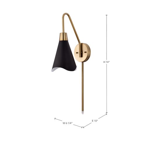 Main product image of Tango 1 Light Wall Sconce Matte Black w/ Burnished Brass