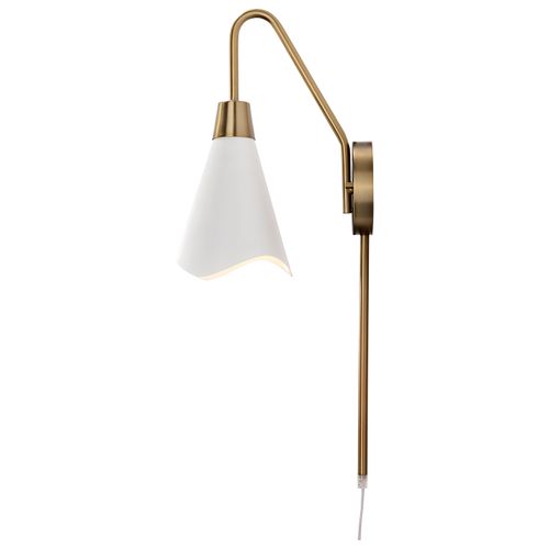 Main product image of Tango 1 Light Wall Sconce Matte White w/ Burnished Brass