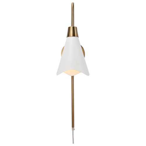 Main product image of Tango 1 Light Wall Sconce Matte White w/ Burnished Brass