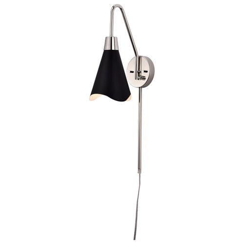 Main product image of Tango 1 Light Wall Sconce Matte Black w/ Polished Nickel