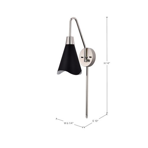 Main product image of Tango 1 Light Wall Sconce Matte Black w/ Polished Nickel