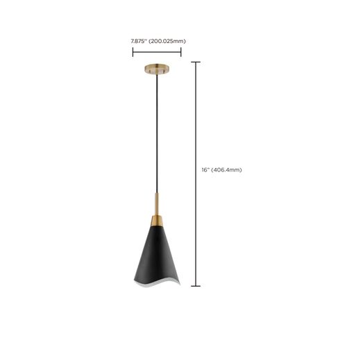 Main product image of Tango 1 Light Small Pendant Matte Black w/ Burnished Brass