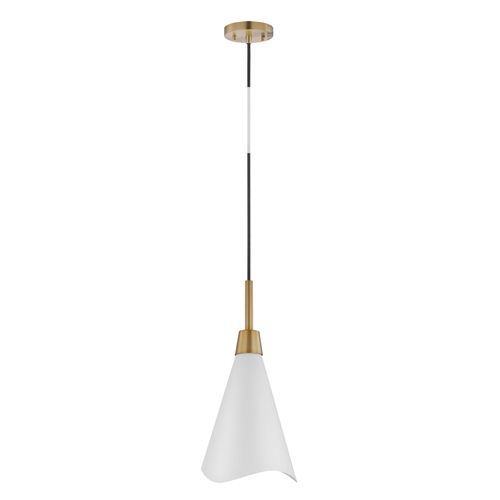 Main product image of Tango 1 Light Small Pendant Matte White w/ Burnished Brass