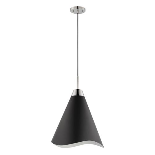 Main product image of Tango 1 Light Small Pendant Matte Black w/ Polished Nickel