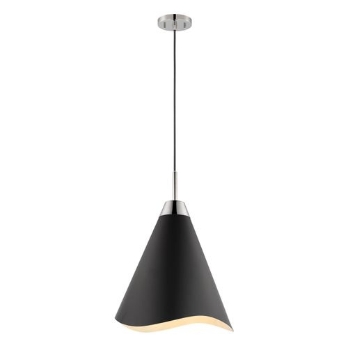 Main product image of Tango 1 Light Small Pendant Matte Black w/ Polished Nickel