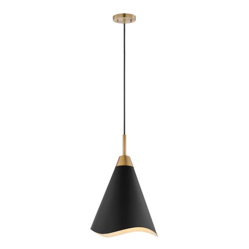 Main product image of Tango 1 Light Medium Pendant Matte Black w/ Burnished Brass