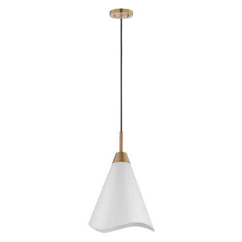Main product image of Tango 1 Light Medium Pendant Matte White w/ Burnished Brass