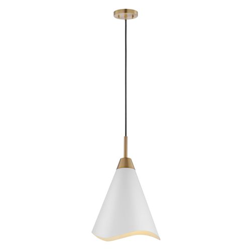 Main product image of Tango 1 Light Medium Pendant Matte White w/ Burnished Brass