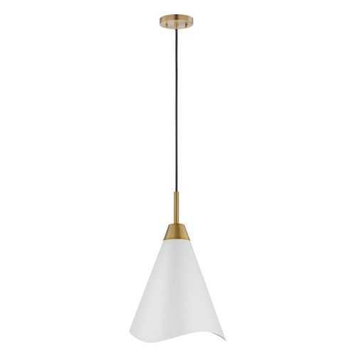 Main product image of Tango 1 Light Medium Pendant Matte White w/ Burnished Brass