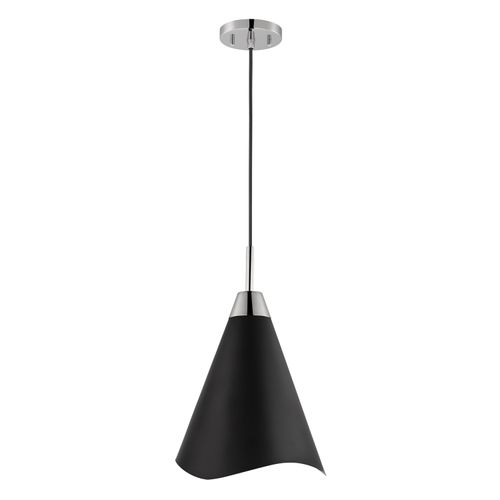 Main product image of Tango 1 Light Medium Pendant Matte Black w/ Polished Nickel