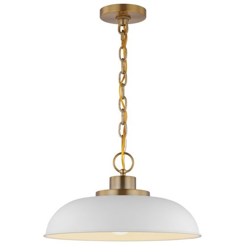 Main product image of Colony 1 Light Small Pendant Matte White w/ Burnished Brass