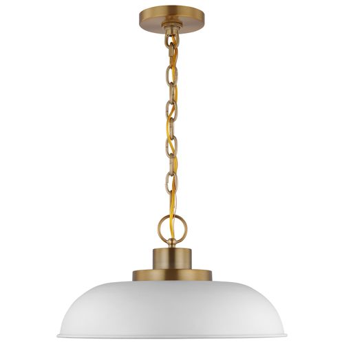 Main product image of Colony 1 Light Small Pendant Matte White w/ Burnished Brass