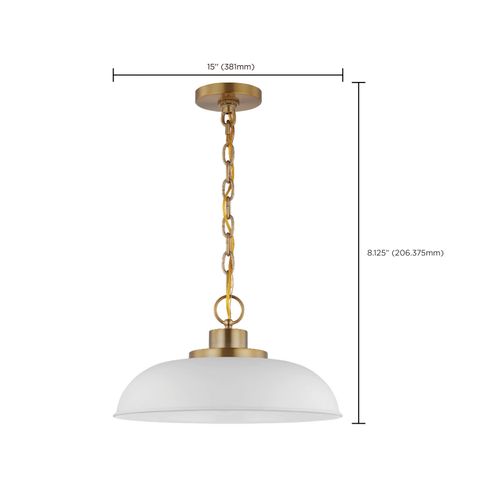 Main product image of Colony 1 Light Small Pendant Matte White w/ Burnished Brass