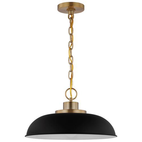 Main product image of Colony 1 Light Small Pendant Matte Black w/ Burnished Brass