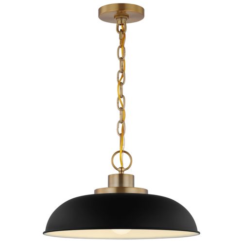 Main product image of Colony 1 Light Small Pendant Matte Black w/ Burnished Brass