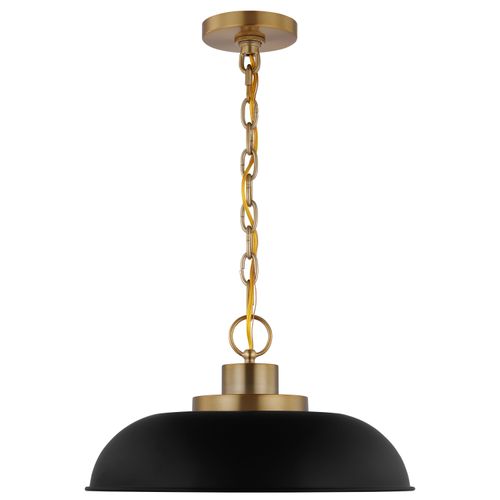 Main product image of Colony 1 Light Small Pendant Matte Black w/ Burnished Brass