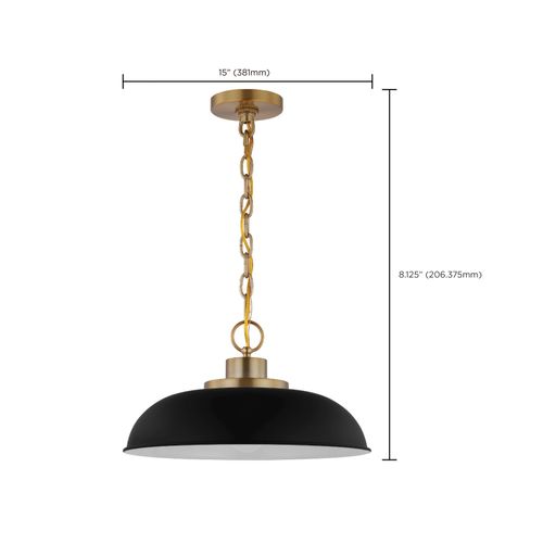 Main product image of Colony 1 Light Small Pendant Matte Black w/ Burnished Brass