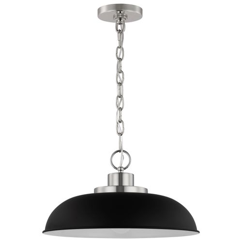 Main product image of Colony 1 Light Small Pendant Matte Black w/ Polished Nickel