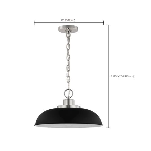 Main product image of Colony 1 Light Small Pendant Matte Black w/ Polished Nickel
