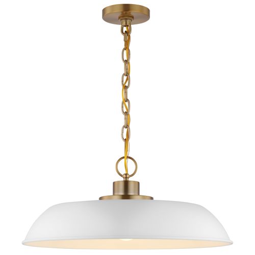 Main product image of Colony 1 Light Medium Pendant Matte White w/ Burnished Brass