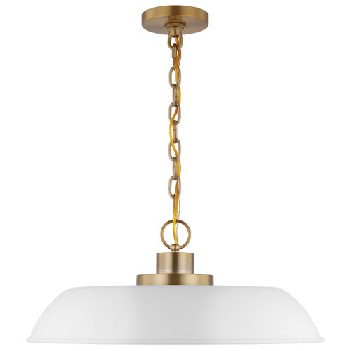 Main product image of Colony 1 Light Medium Pendant Matte White w/ Burnished Brass