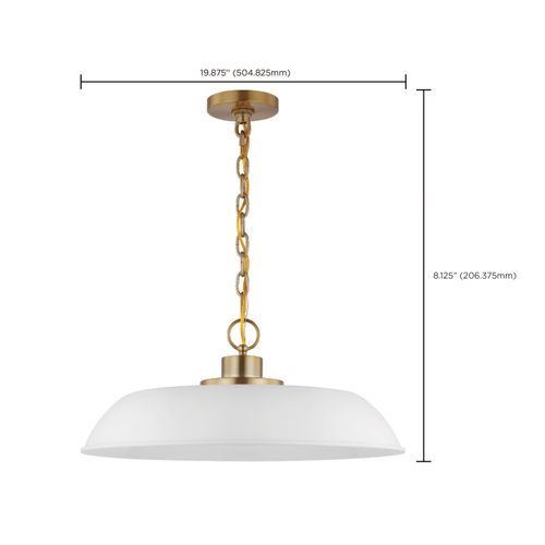 Main product image of Colony 1 Light Medium Pendant Matte White w/ Burnished Brass