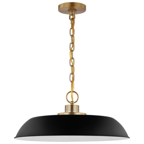 Main product image of Colony 1 Light Medium Pendant Matte Black w/ Burnished Brass