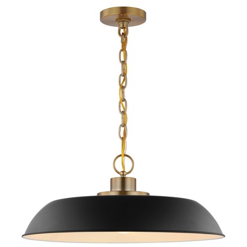 Main product image of Colony 1 Light Medium Pendant Matte Black w/ Burnished Brass