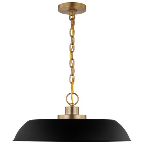 Main product image of Colony 1 Light Medium Pendant Matte Black w/ Burnished Brass