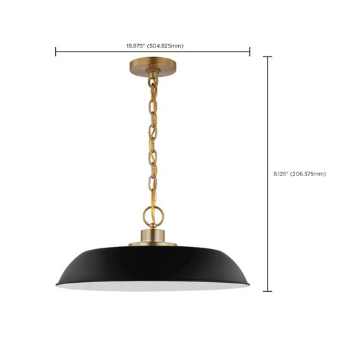 Main product image of Colony 1 Light Medium Pendant Matte Black w/ Burnished Brass
