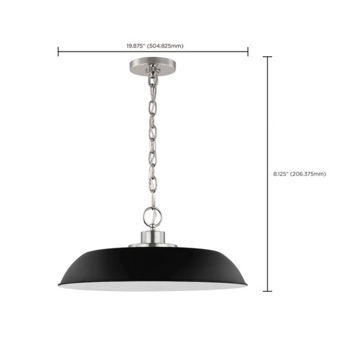 Main product image of Colony 1 Light Medium Pendant Matte Black w/ Polished Nickel