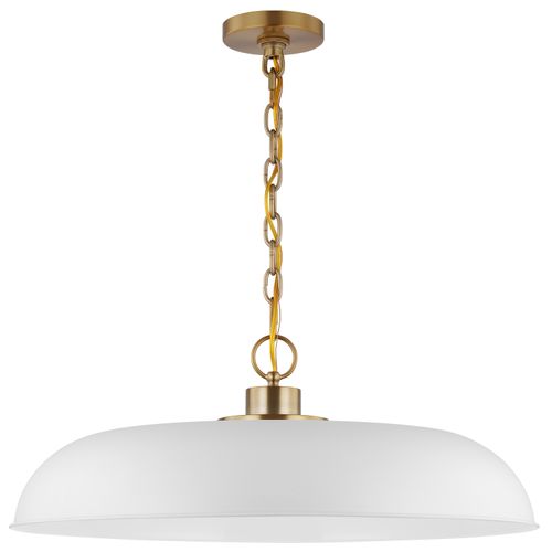 Main product image of Colony 1 Light Large Pendant Matte White w/ Burnished Brass
