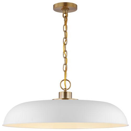 Main product image of Colony 1 Light Large Pendant Matte White w/ Burnished Brass
