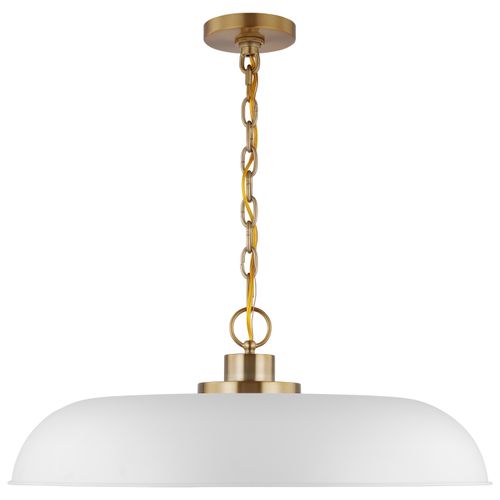 Main product image of Colony 1 Light Large Pendant Matte White w/ Burnished Brass