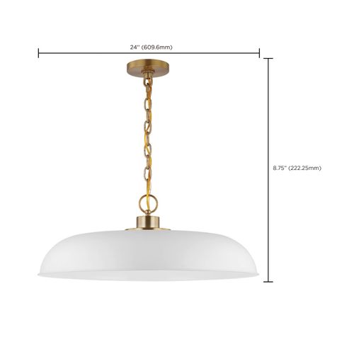 Main product image of Colony 1 Light Large Pendant Matte White w/ Burnished Brass