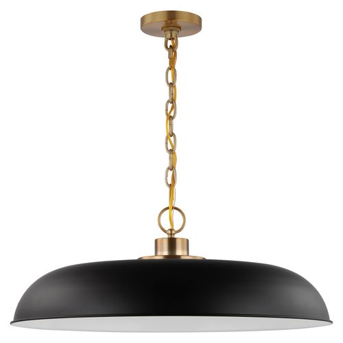 Main product image of Colony 1 Light Large Pendant Matte Black w/ Burnished Brass