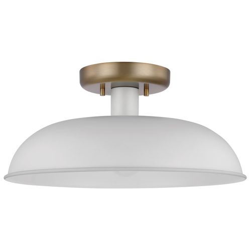 Main product image of Colony 1 Light Small Semi-Flush Mount Fixture Matte White w/ Burnished Brass