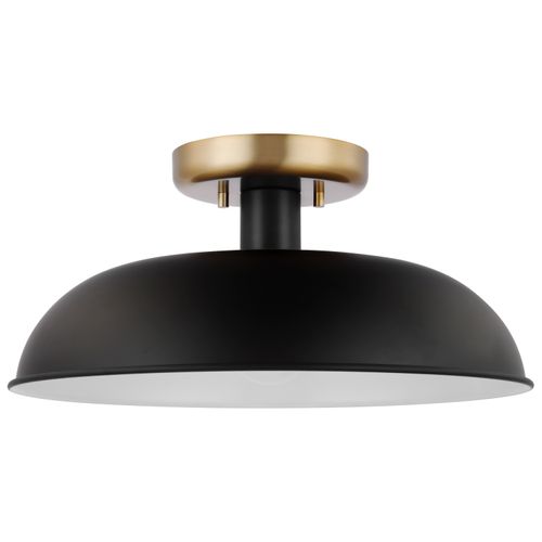 Main product image of Colony 1 Light Small Semi-Flush Mount Fixture Matte Black w/ Burnished Brass