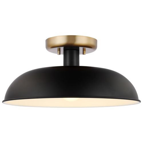 Main product image of Colony 1 Light Small Semi-Flush Mount Fixture Matte Black w/ Burnished Brass